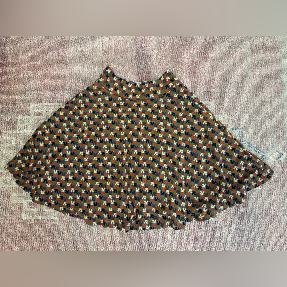 Effie’s Heart ALine pull on stretch cotton midi skirt squirrel print medium
